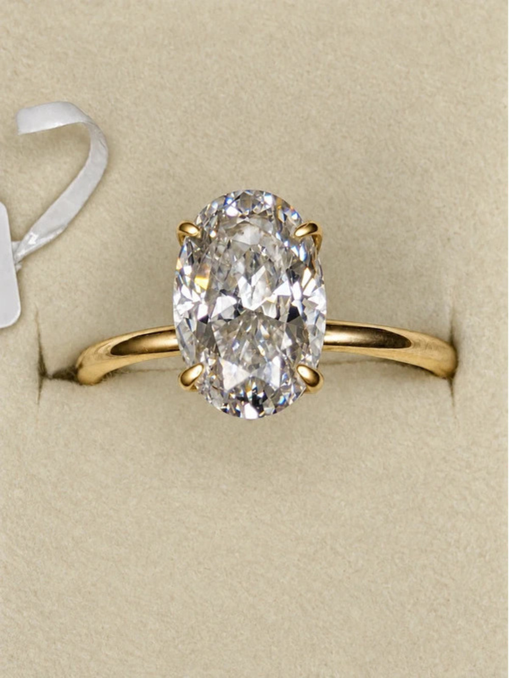#802 Effinny YG plated 3.5 CT Oval Simulated Diamond Ring Size 8